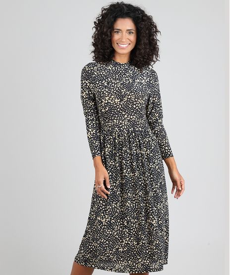 Vestido-Feminino-Midi-Estampado-Animal-Print-Manga-Longa-Preto-9591847-Preto_1