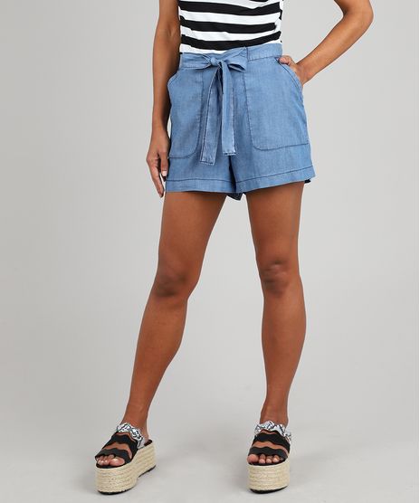 Short-Jeans-Feminino-com-Faixa-para-Amarrar-Azul-Medio-9587512-Azul_Medio_1