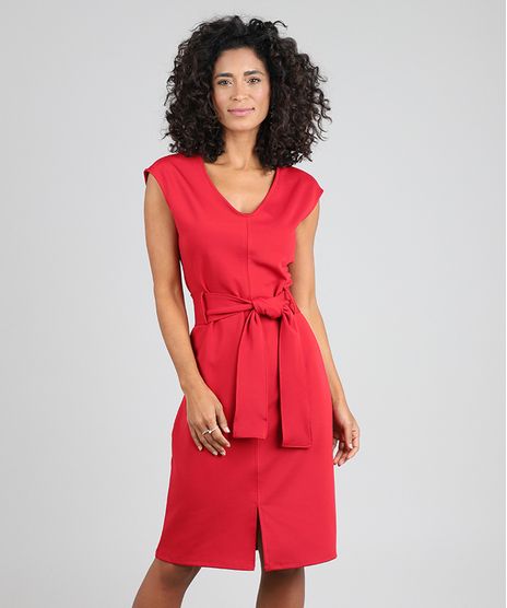 Vestido-Feminino-Curto-com-Pespontos-e-Faixa-para-Amarrar-Vermelho-9571957-Vermelho_1