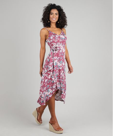 Vestido-Feminino-Midi-Mullet-Estampado-Floral-com-Argola-Alcas-Finas-Vinho-9572450-Vinho_1