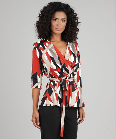 Blusa-Feminina-Transpassada-Estampada-Geometrica-com-Amarracao-Manga-3-4-Cobre-9555027-Cobre_1