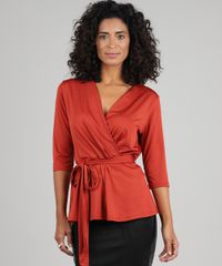 Blusa-Feminina-Transpassada-com-Amarracao-Manga-3-4-Cobre-9555029-Cobre_1