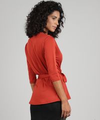 Blusa-Feminina-Transpassada-com-Amarracao-Manga-3-4-Cobre-9555029-Cobre_2