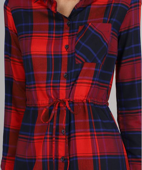 vestido chemise xadrez vermelho