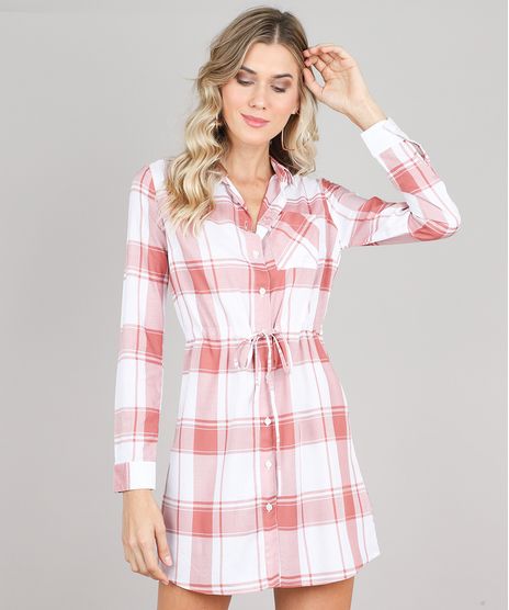 Vestido-Chemise-Feminino-Estampado-Xadrez-Manga-Longa-Branco-9457262-Branco_1