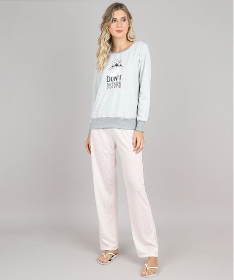 Pijama-Feminino-em-Moletom-Ursinho-Manga-Longa-Cinza-Mescla-Claro-9508017-Cinza_Mescla_Claro_1