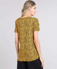 Blusa-Feminina-O-Rei-Leao-Estampada-Simba-Animal-Print-Manga-Curta-Decote-Redondo-Mostarda-9578199-Mostarda_2