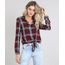 Camisa-Feminina-Estampada-Xadrez-com-No-Manga-Longa-Vinho-9573169-Vinho_1