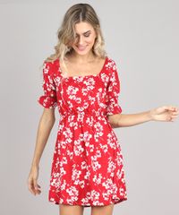 Vestido-Feminino-Curto-Estampado-Floral-Manga-Curta-Vermelho-9568613-Vermelho_1