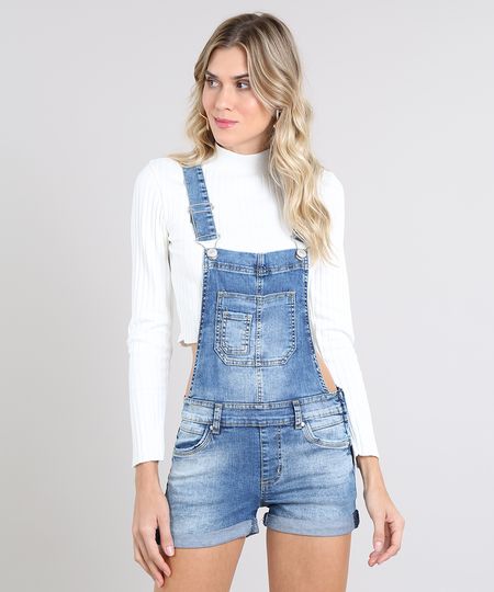 Jardineira-Jeans-Feminina-Reta-com-Bolsos-Azul-Medio-9589542-Azul_Medio_1