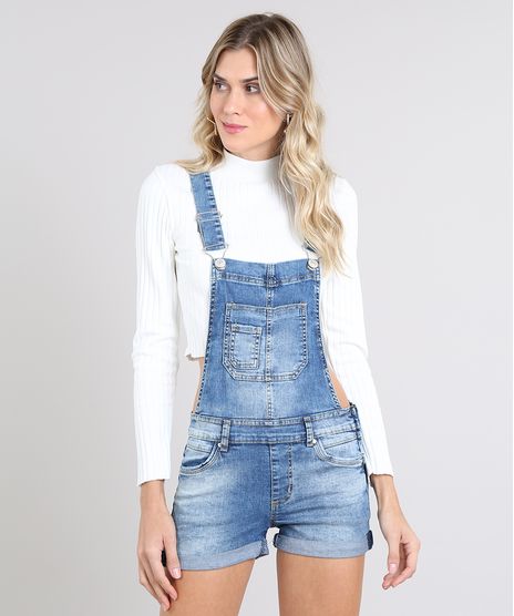 Jardineira-Jeans-Feminina-Reta-com-Bolsos-Azul-Medio-9589542-Azul_Medio_1