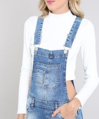 Jardineira-Jeans-Feminina-Reta-com-Bolsos-Azul-Medio-9589542-Azul_Medio_4