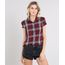 Camisa-Feminina-Estampada-Xadrez-Manga-Curta-Vinho-9573166-Vinho_1