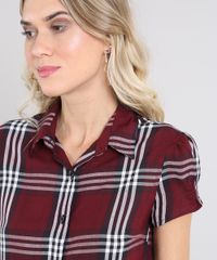 Camisa-Feminina-Estampada-Xadrez-Manga-Curta-Vinho-9573166-Vinho_4 Camisa-Feminina-Estampada-Xadrez-Manga-Curta-Vinho-9573166-Vinho_4