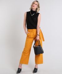Calca-de-Sarja-Feminina-Pantacourt-Clochard-com-Bolsos-Mostarda-9586474-Mostarda_3