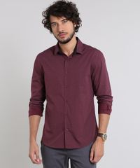 Camisa-Masculina-Slim-Estampada-Mini-Print-Manga-Longa-Vinho-9429413-Vinho_1