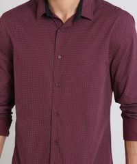 Camisa-Masculina-Slim-Estampada-Mini-Print-Manga-Longa-Vinho-9429413-Vinho_4
