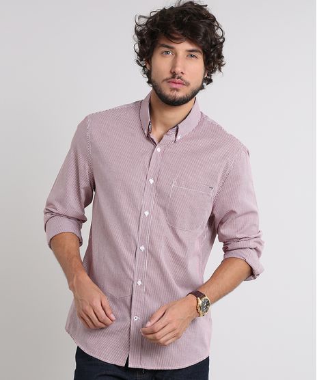 Camisa-Masculina-Comfort-Estampada-Xadrez-com-Bolso-Manga-Longa-Vinho-9530844-Vinho_1