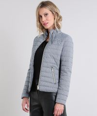 Jaqueta-Feminina-Puffer-Estampada-Pied-de-Poule-com-Fivela-Preta-9357193-Preto_1
