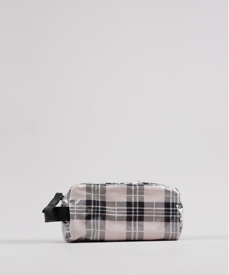 Necessaire-Feminina-Estampada-Xadrez-Bege-Claro-9472389-Bege_Claro_1