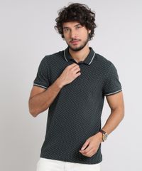 Polo-Masculina-em-Piquet-Estampada-Mini-Print-Manga-Curta-Verde-Escuro-9539346-Verde_Escuro_1