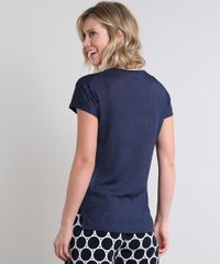 Blusa-Feminina-Canelada-com-Detalhe-Metalico-Manga-Curta-Decote-V-Azul-Marinho-9573995-Azul_Marinho_2