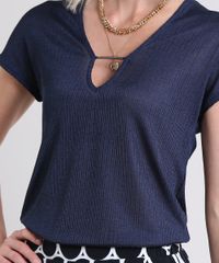 Blusa-Feminina-Canelada-com-Detalhe-Metalico-Manga-Curta-Decote-V-Azul-Marinho-9573995-Azul_Marinho_4