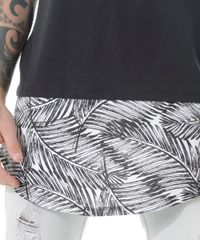 Camiseta-Longa-com-Estampa-de-Folhagem-Preta-8504395-Preto_4