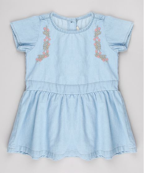 Vestido-Jeans-Infantil-com-Bordado-Manga-Curta-Azul-Claro-9541816-Azul_Claro_1
