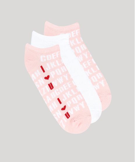 Kit-de-3-Meias-Femininas-Cano-Baixo--I-Love-You--Multicor-9582526-Multicor_1
