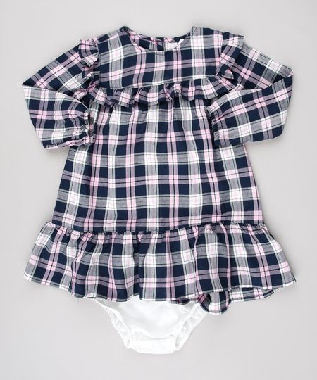 Vestido-Infantil-Estampado-Xadrez-com-Babado-Manga-Longa---Calcinha-Azul-Marinho-9575011-Azul_Marinho_1