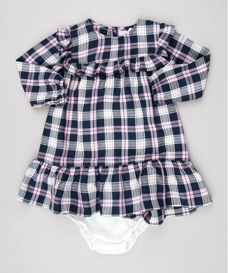 Vestido-Infantil-Estampado-Xadrez-com-Babado-Manga-Longa---Calcinha-Azul-Marinho-9575011-Azul_Marinho_1