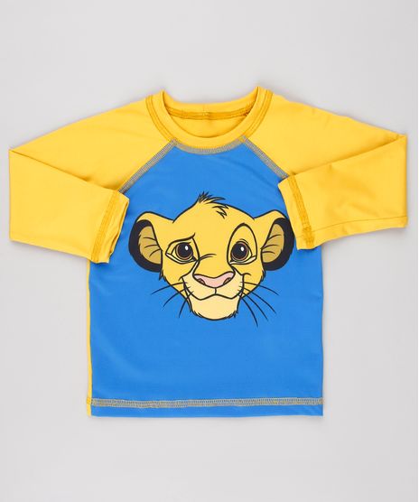 Camiseta-de-Praia-Infantil-O-Rei-Leao-Simba-Raglan-Manga-Longa-Mostarda-9522547-Mostarda_1