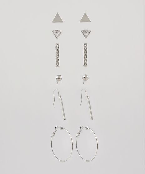 Kit-de-6-Brincos-Femininos-Prateado-8839795-Prateado_1