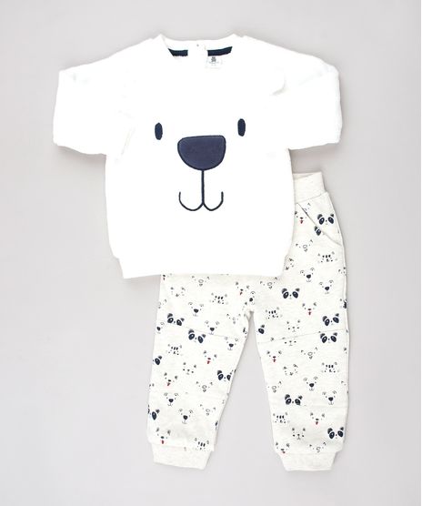 Conjunto-Infantil-de-Blusao-Urso-em-Plush-Branco---Calca-Estampada-de-Bichinhos-em-Moletom-Bege-Claro-9451001-Bege_Claro_1