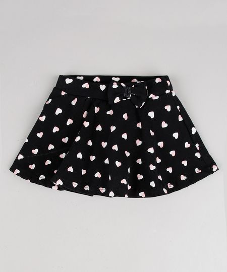 Short-Saia-Infantil-Estampado-de-Coracoes-com-Laco-Preto-9556541-Preto_1