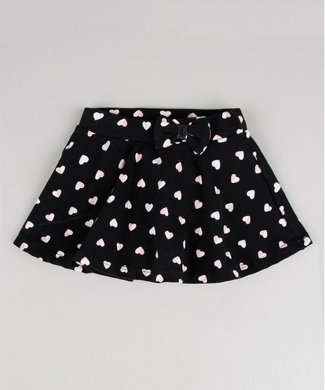Short-Saia-Infantil-Estampado-de-Coracoes-com-Laco-Preto-9556541-Preto_1
