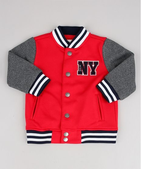 Jaqueta-Bomber-Infantil-em-Moletom--NY--com-Bolsos-Vermelha-9359334-Vermelho_1