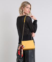 Bolsa-Feminina-Transversal-Media-em-Suede-com-Lenco-e-Corrente-Mostarda-9484654-Mostarda_2