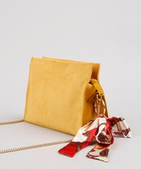 Bolsa-Feminina-Transversal-Media-em-Suede-com-Lenco-e-Corrente-Mostarda-9484654-Mostarda_4