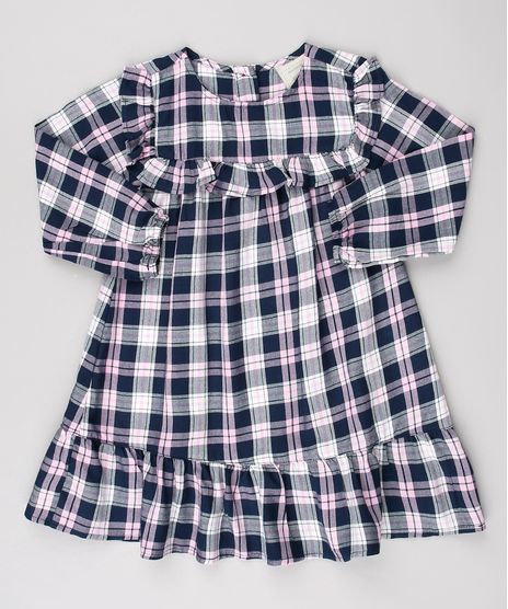 Vestido-Infantil-Estampado-Xadrez-com-Babado-Manga-Longa-Azul-Marinho-9550585-Azul_Marinho_1