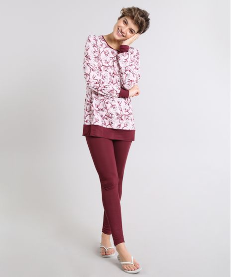 Pijama-Feminino-Estampado-Floral-Manga-Longa-Rosa-9529320-Rosa_1